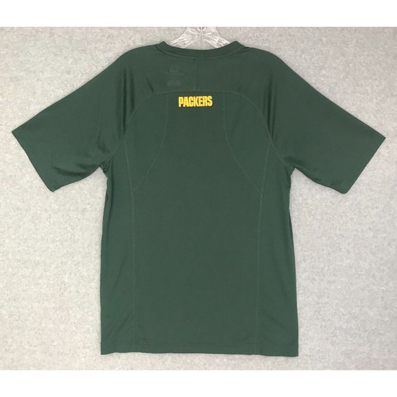 Majestic Green Bay Packers Shirt Mens Medium Cool Base Jersey Short Sleeve Green - Picture 2 of 6